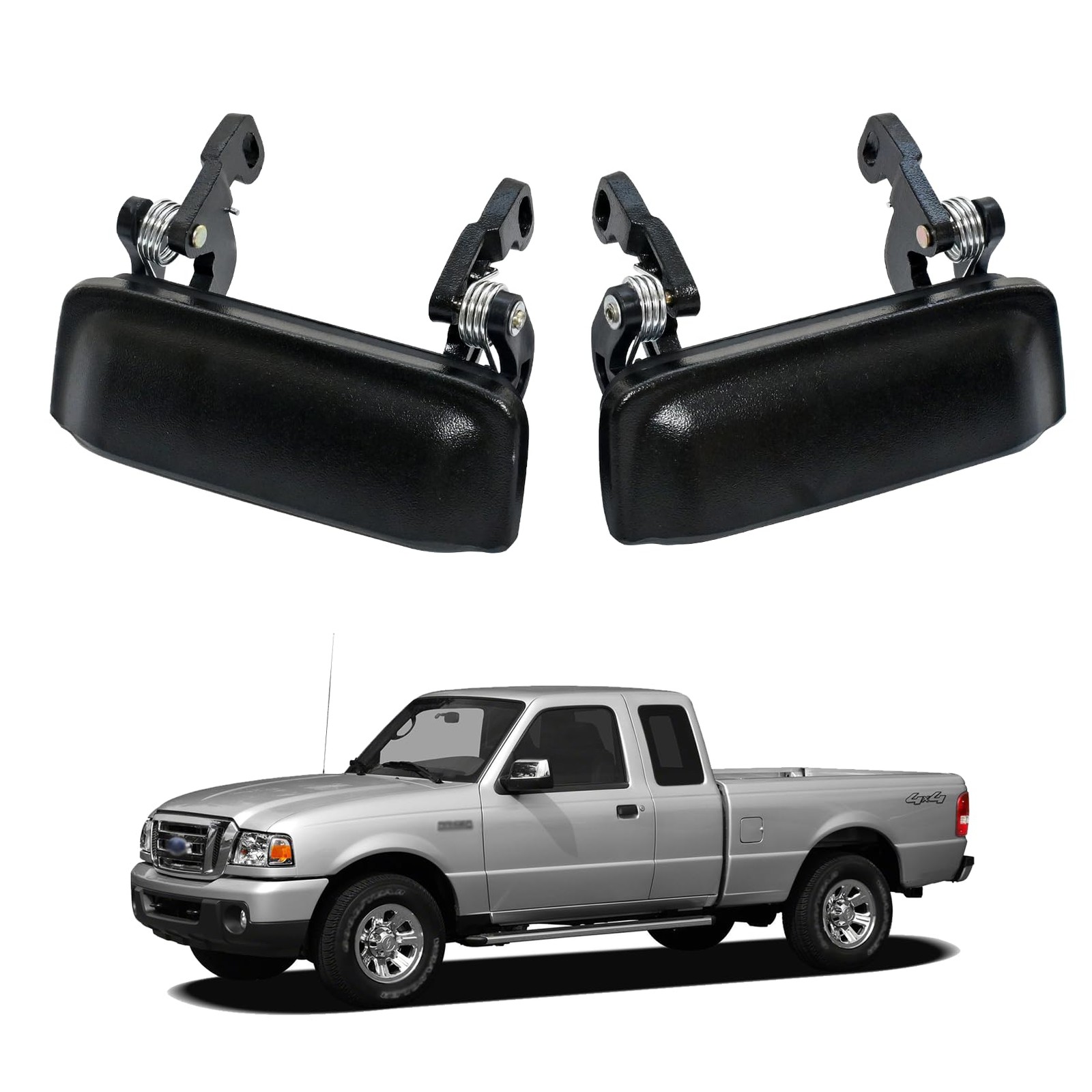 RYSPLORE 2Pack All Metal Exterior Door Handle for 1998-2011 Ford Ranger Black