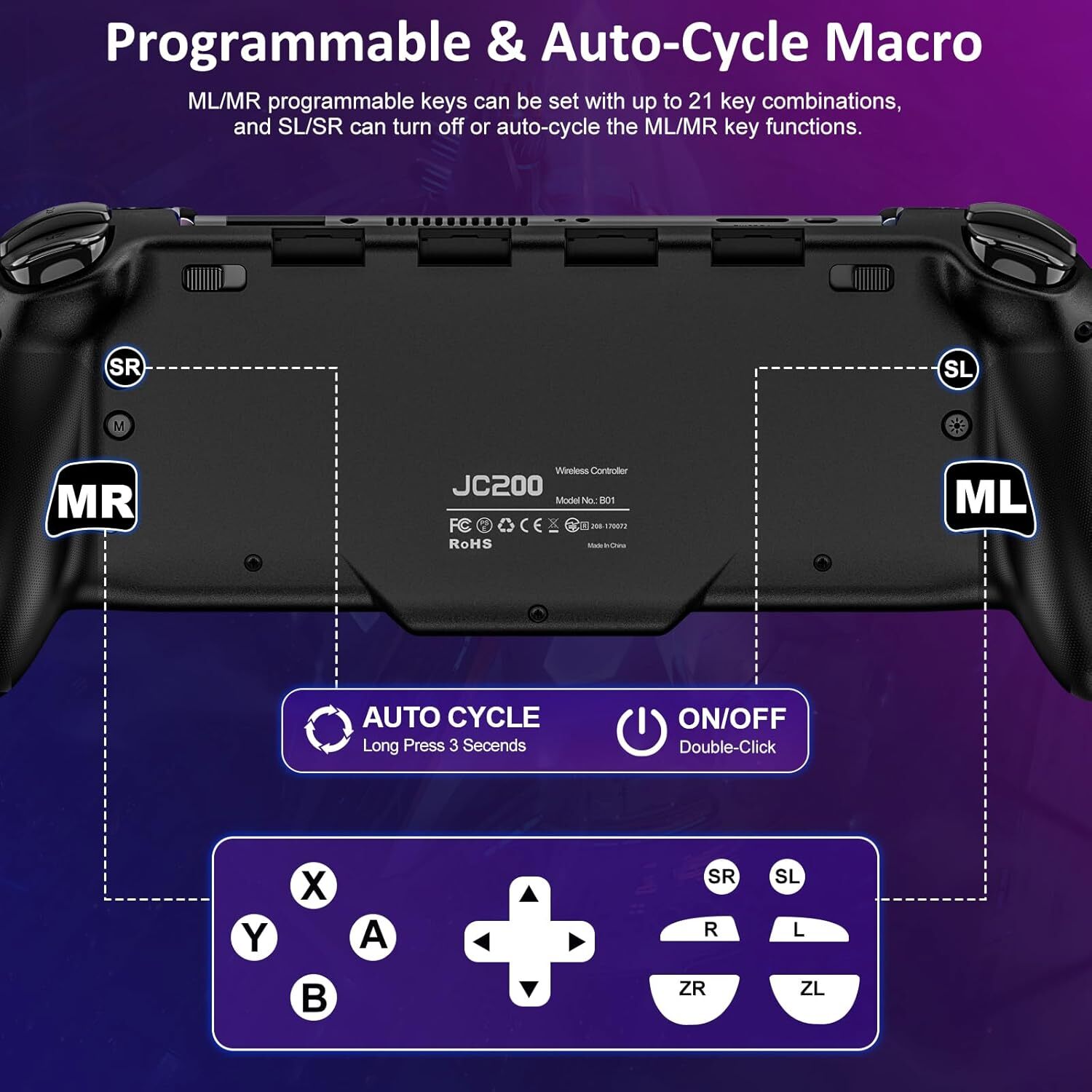 Wireless Switch Controller for Nintendo Switch/OLED,Hall Effect One-Piece Joypad