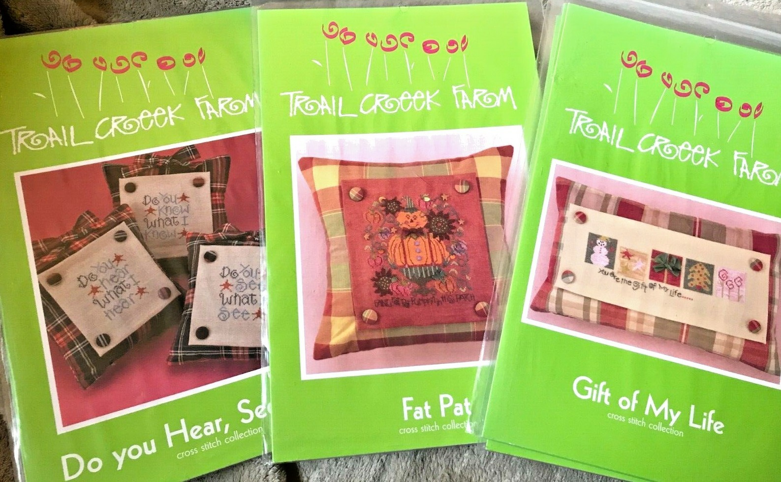 Trail Creek Farm Do you Hear, See, Know; Fat Pat; Gift of My Life X-Stitch U-PIC