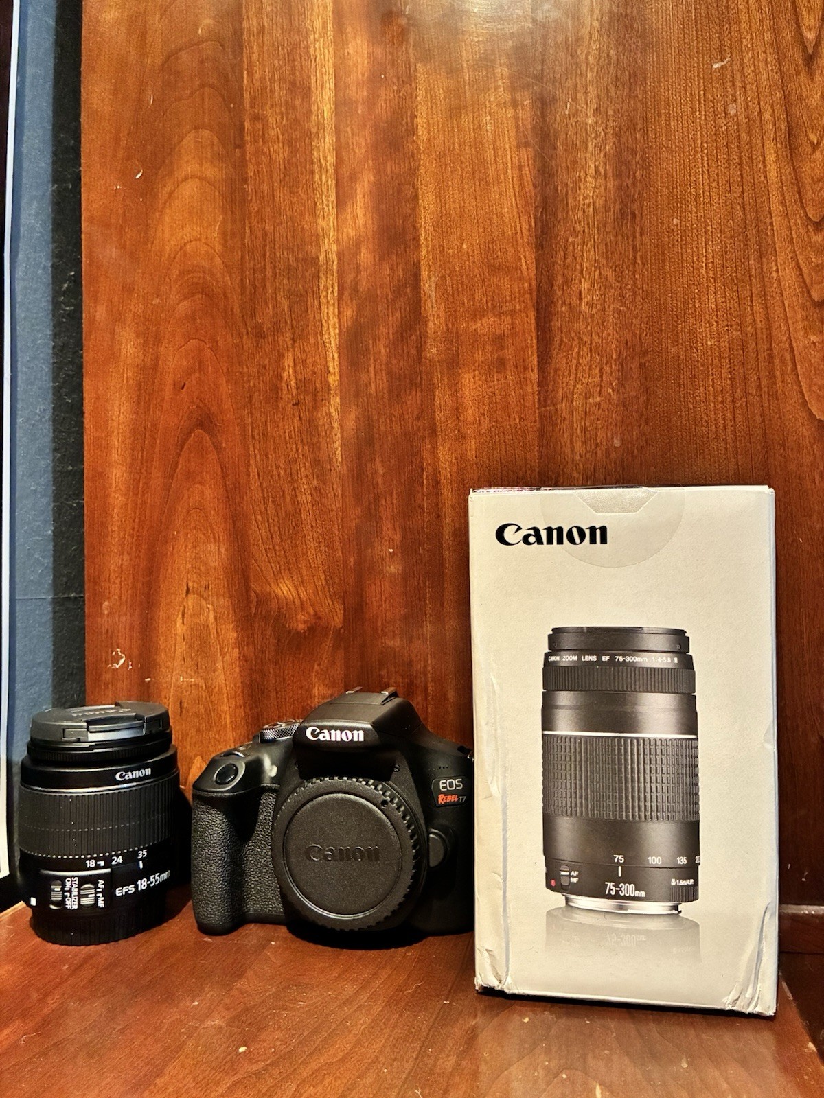 Canon EOS Rebel T7 Black DSLR Camera Kit w/ EF-S 18-55mm + EF 75-300mm