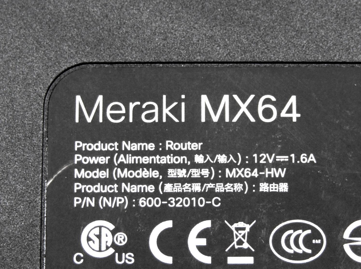 6x Cisco Meraki MX64-HW Cloud Managed Firewalls