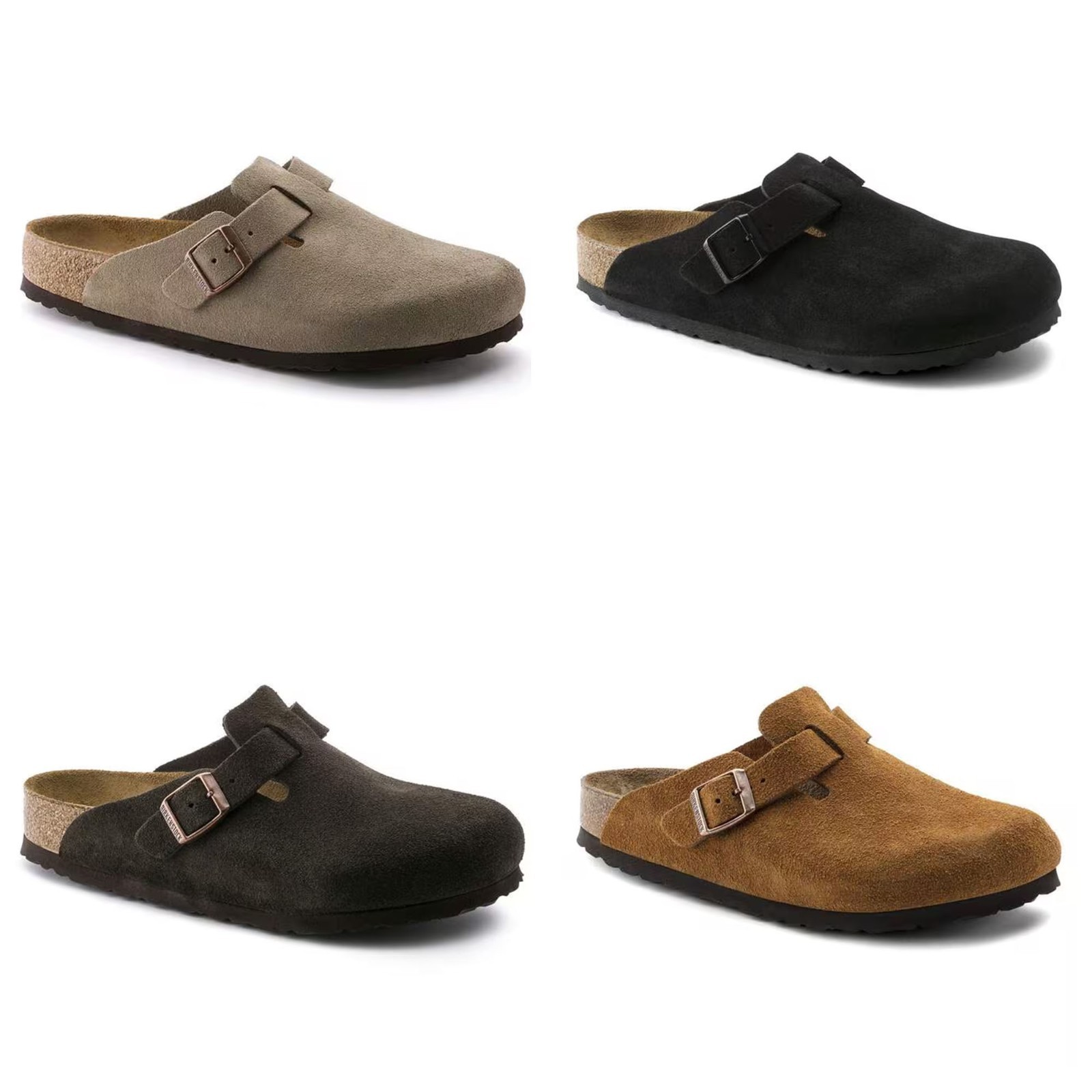 New Birkenstock Boston Suede Leather Soft Footbed Taupe/Black/Mocha/Clog Shoes