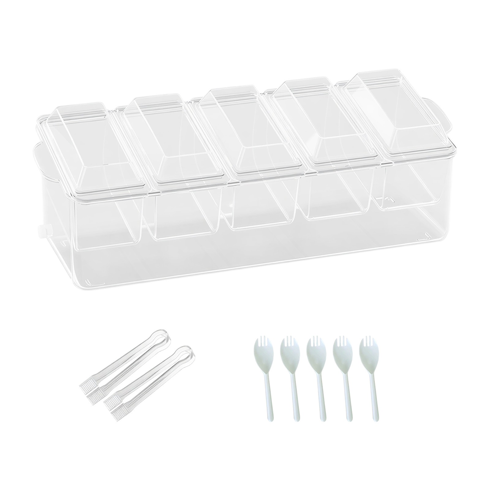 Compartmentalized Salad Storage Container, Ice Chilled Condiment Containers