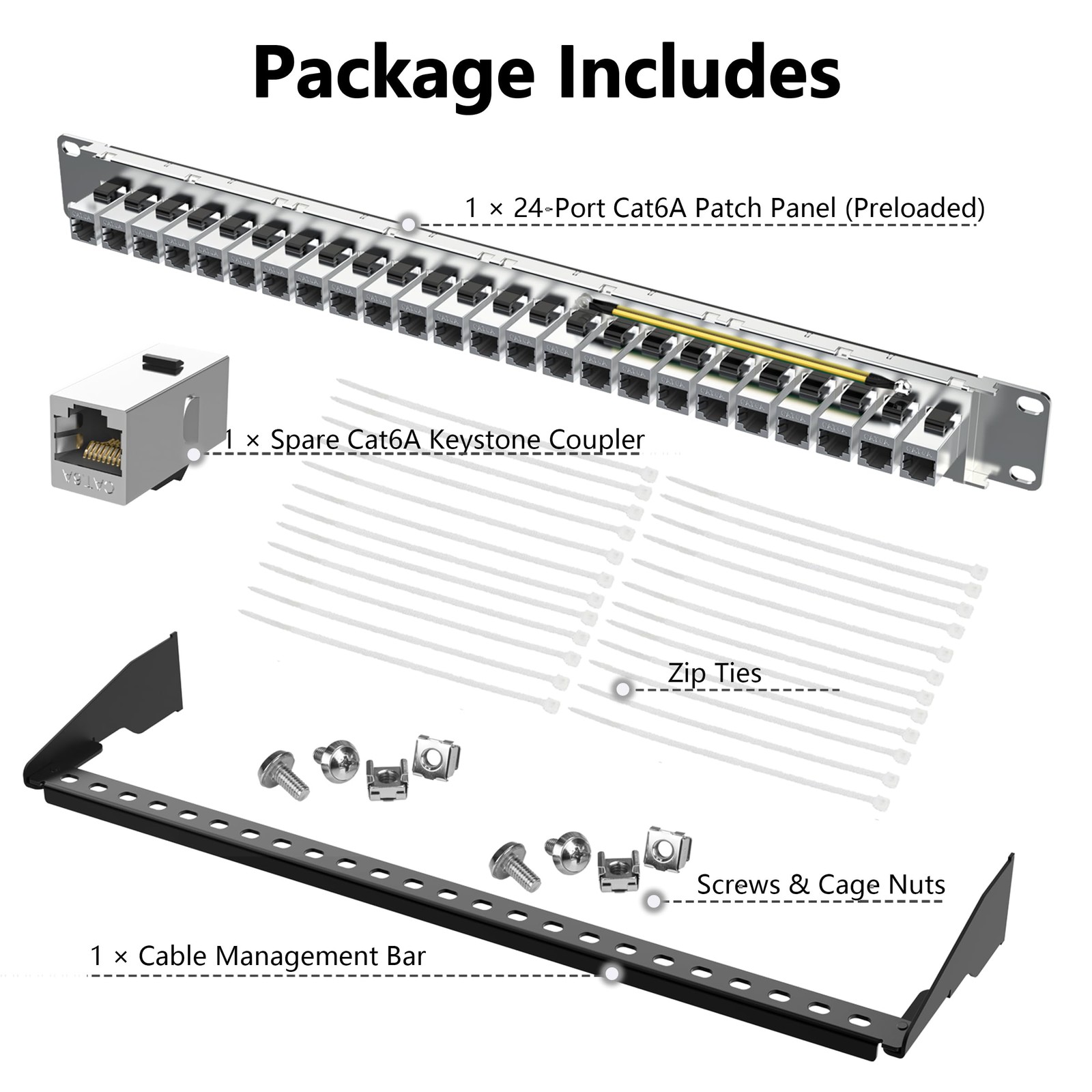 Jadaol [UL Listed] 24 Port Patch Panel Rackmount or Wall Mount 19-Inch 1U