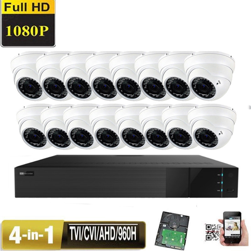 16CH TVI 960H 1080P AHD 4-in-1 2.6MP 2.8-12mm Varifocal CCTV Security Camera 5hj
