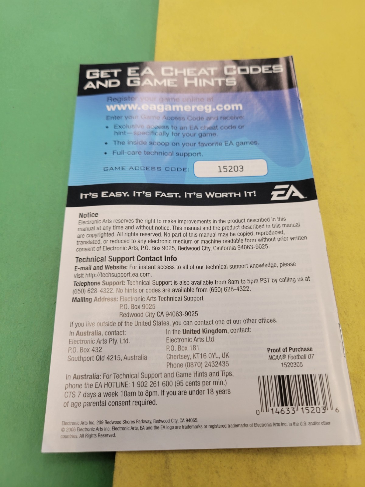 NCAA Football 2007 | Xbox 360 | Manual