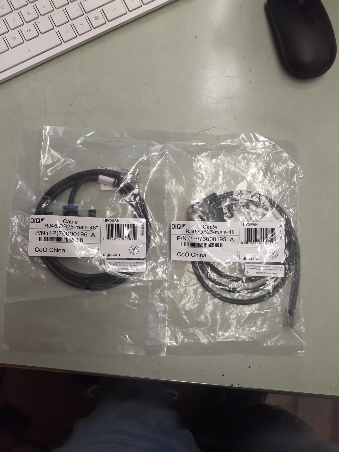 LOT OF 2 Digi International Cable 4'  RJ45/DB25 Male 76000195 UPC/EAN - New