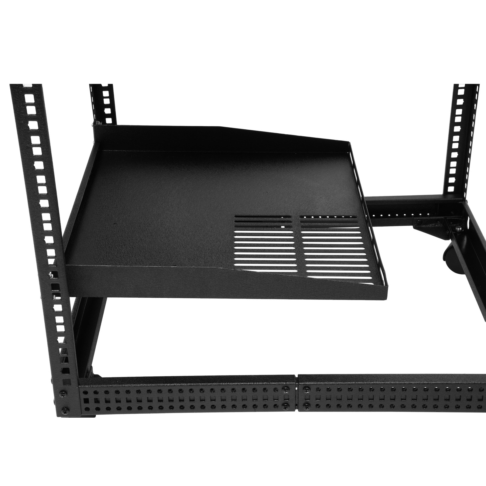 Black 12U Open Frame Network Rack Wall Mounted Server Rack 4 Post with Shelves
