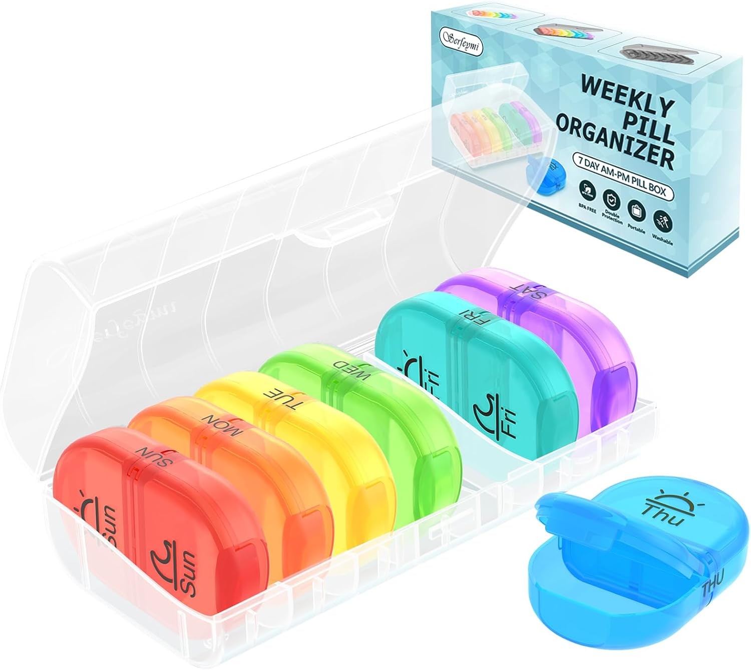 Weekly Pill Organizer 2 Times a Day Travel Medicine Pill Organizer AM PM Pill