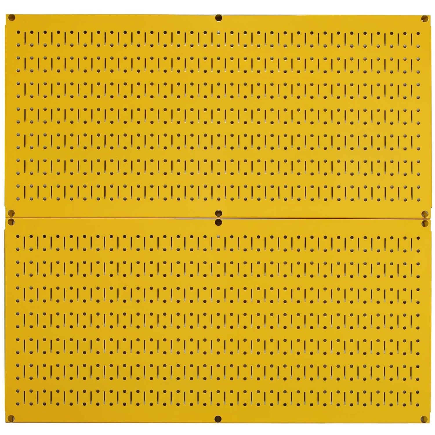 Modular Yellow Metal Pegboard Garage Organizers - 32x16 Inch Double Pack