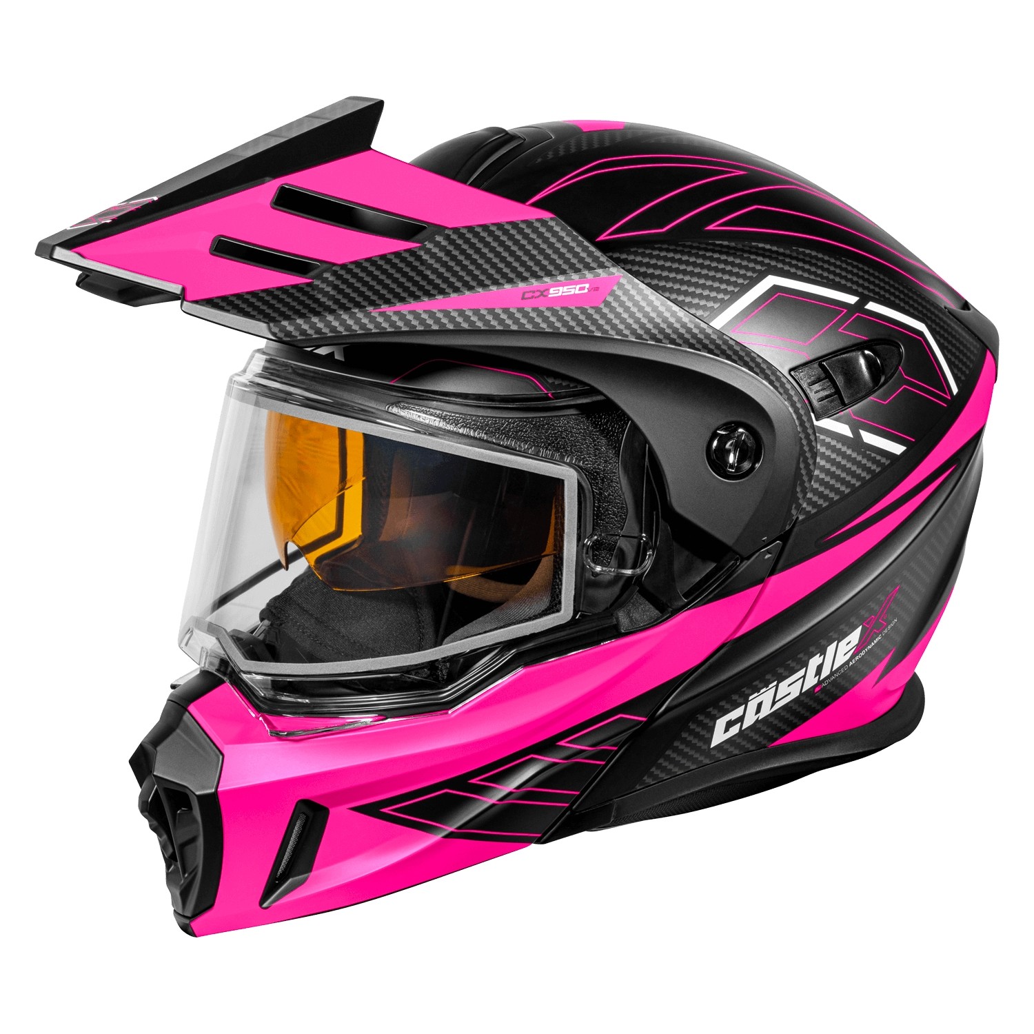Castle X CX950 V2 Fierce Snow Helmets with Dual Lens Shields Md Black