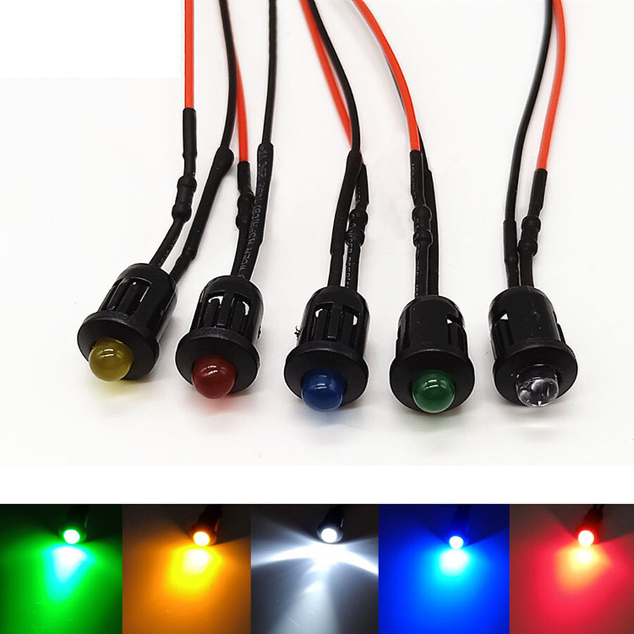 5mm Pre-Wired LEDs Bulb 2V 3V 12V~ 220V White/Red/Green/Blue/Yellow With Holders
