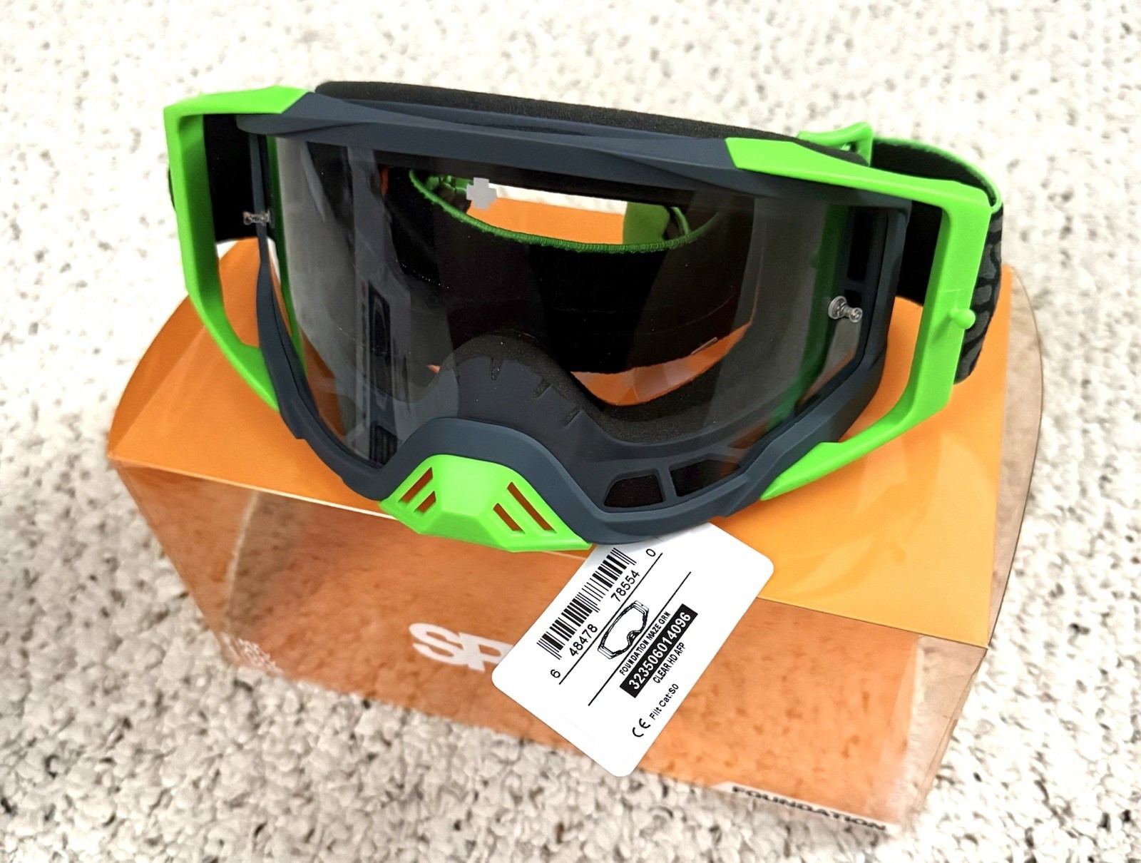 Spy Foundation MX Goggles Maze Green HD Clear Lens