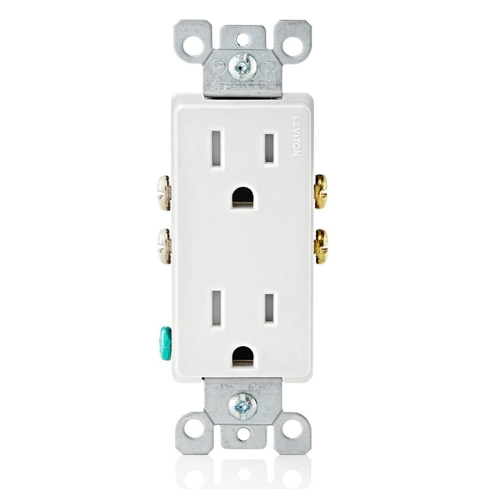 Durable 15 Amp Tamper-Resistant Electrical Outlets - 10 Pack, White Finish