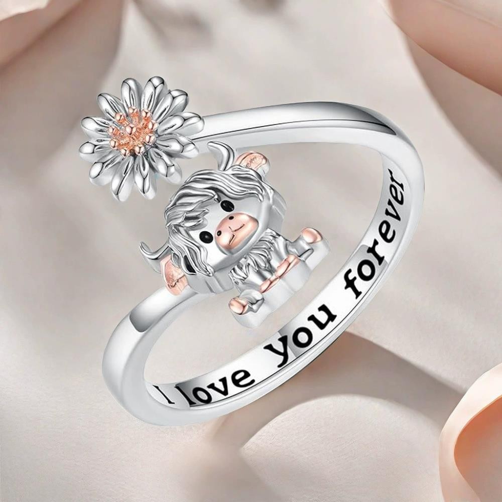 Fashion Women Silver Color Trendy Jewelry Heart Adjustable Open Ring Gift