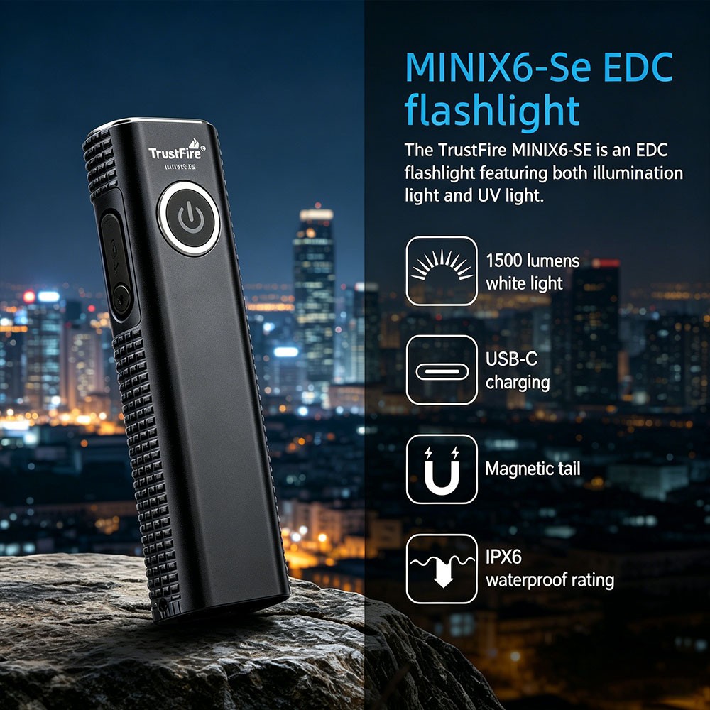TrustFire 1500Lumen LED Flashlight EDC Magnetic Rechargeable led Torch UV Light