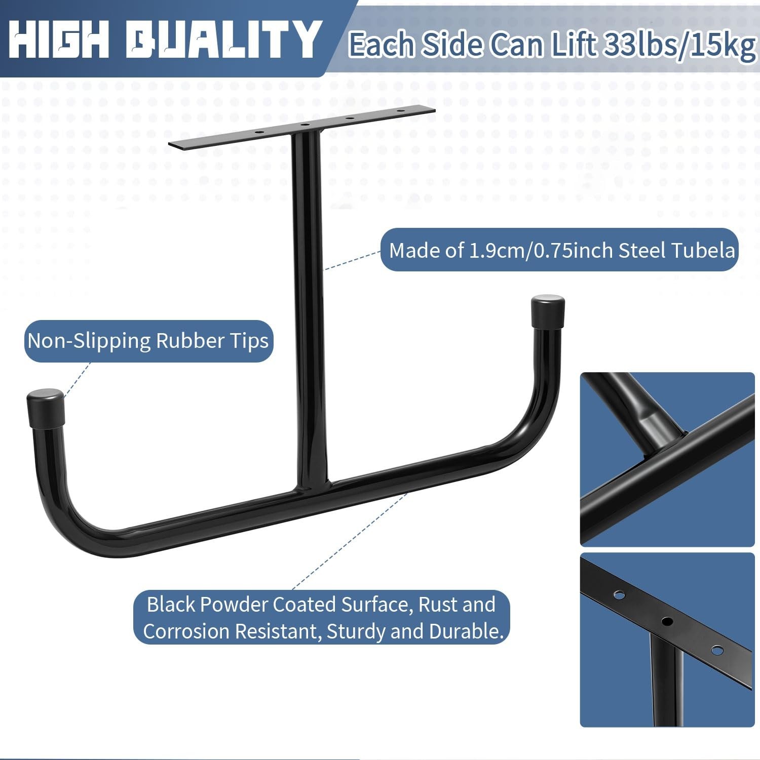 2 Pack Overhead Garage Storage Rack with 6 J Hooks, 66Lbs/Ceiling Rack & 45Lb...