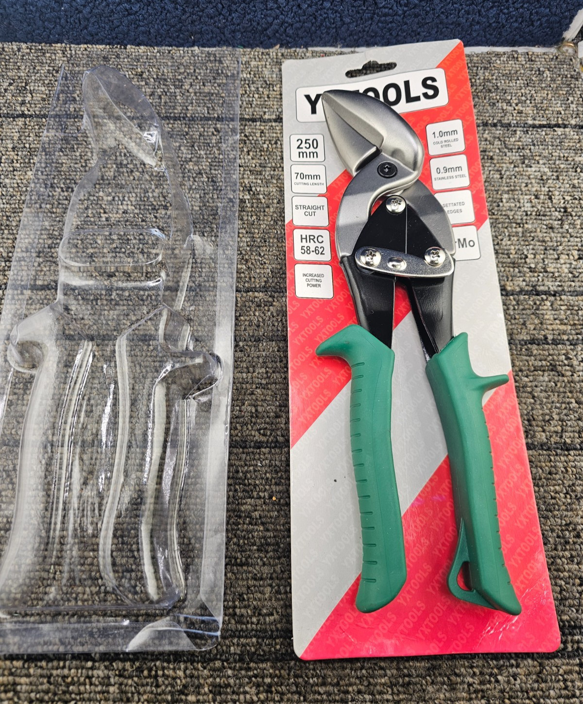 YXTOOLS Aviation Left Snips 250mm, 70mm Cutting Length Straight Cut CrMo