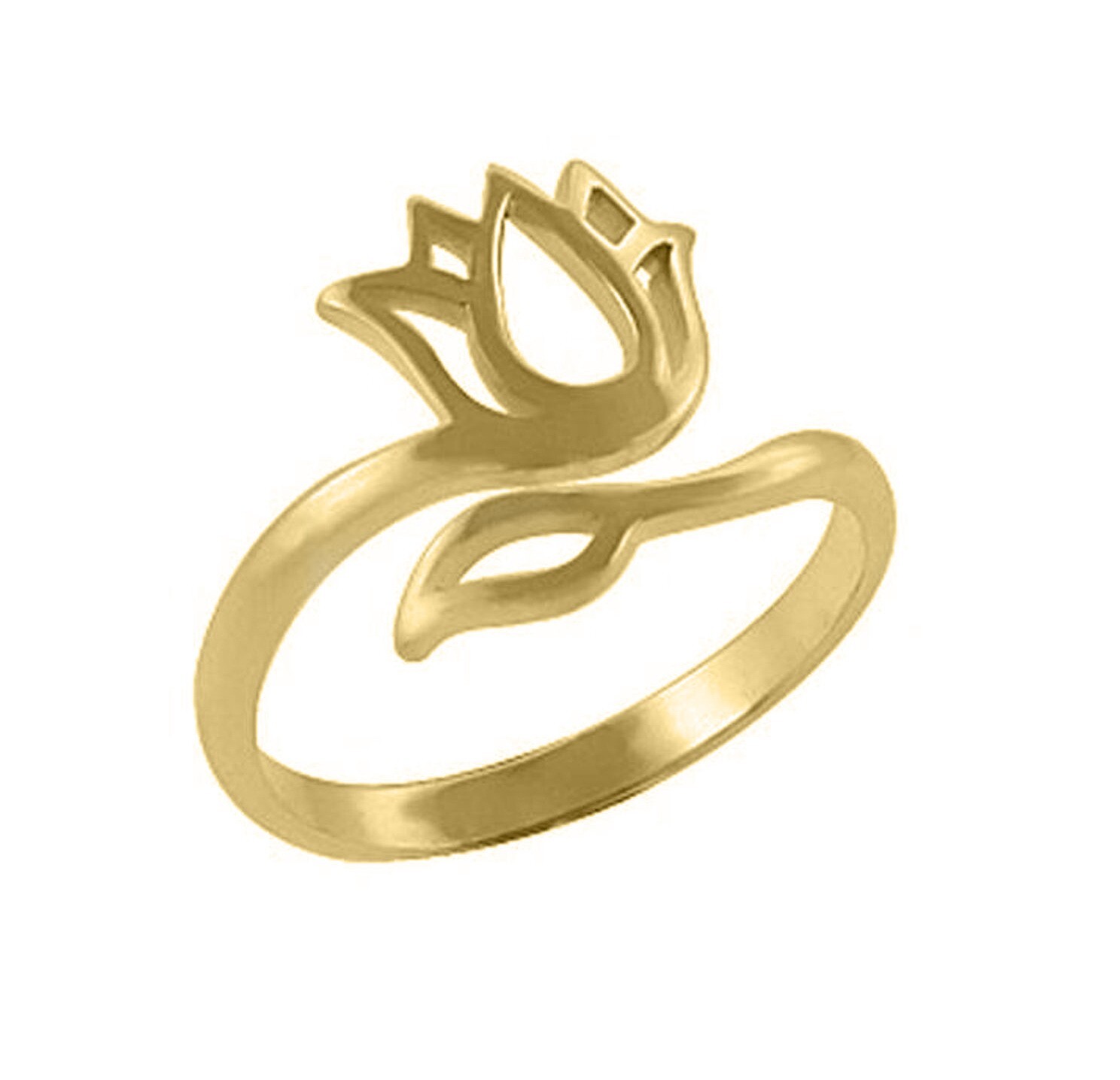 Women's 14K Yellow Gold Plated Adjustable Lotus Toe/Midi Ring