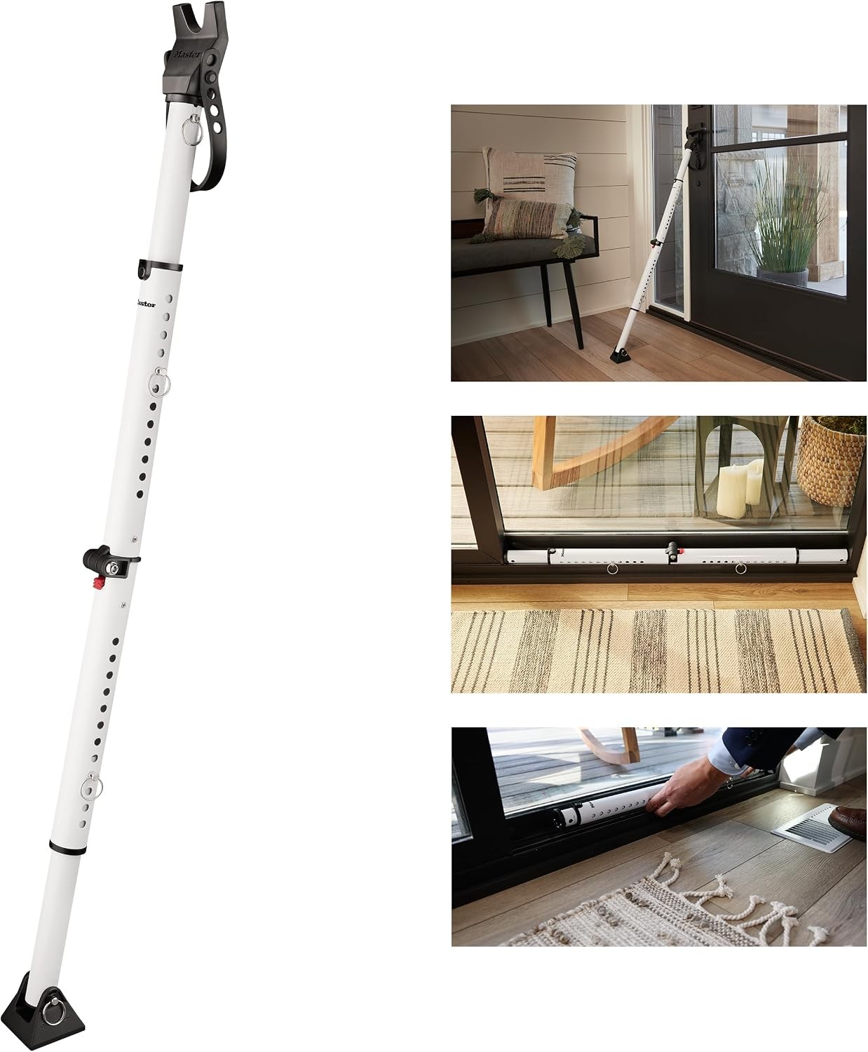 Door Stopper and Door Security Bar, Adjustable for Hinged and Sliding Doors