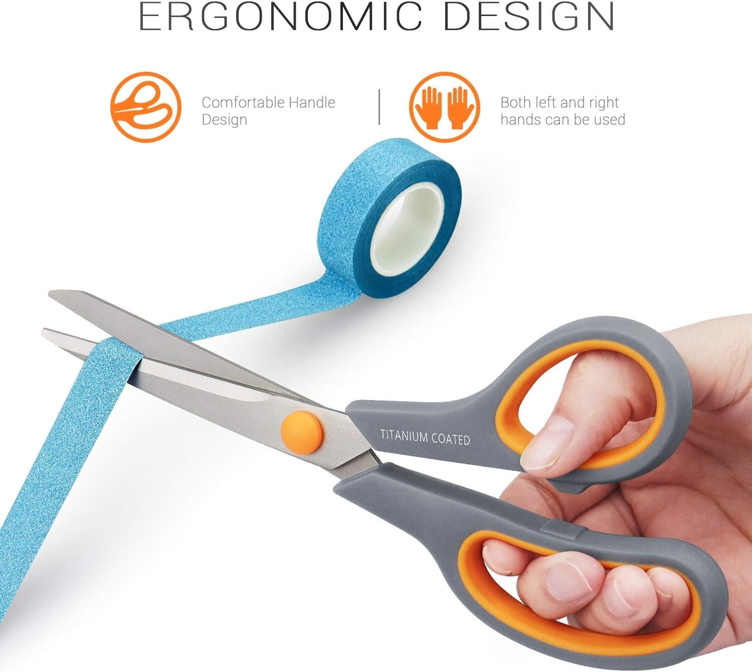 Ergonomic 8-Inch Titanium Coated Scissors, Sharp and Versatile for Every Project
