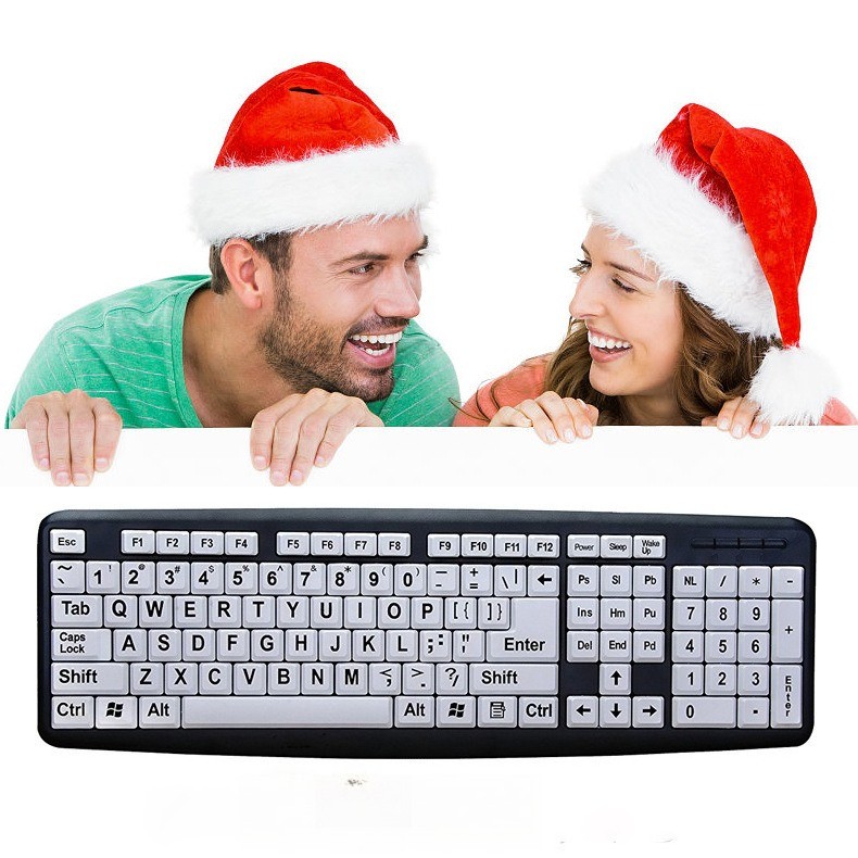 Large Print Wired Keyboard Desktop Laptops USB Seniors Elderly Visually Impaired