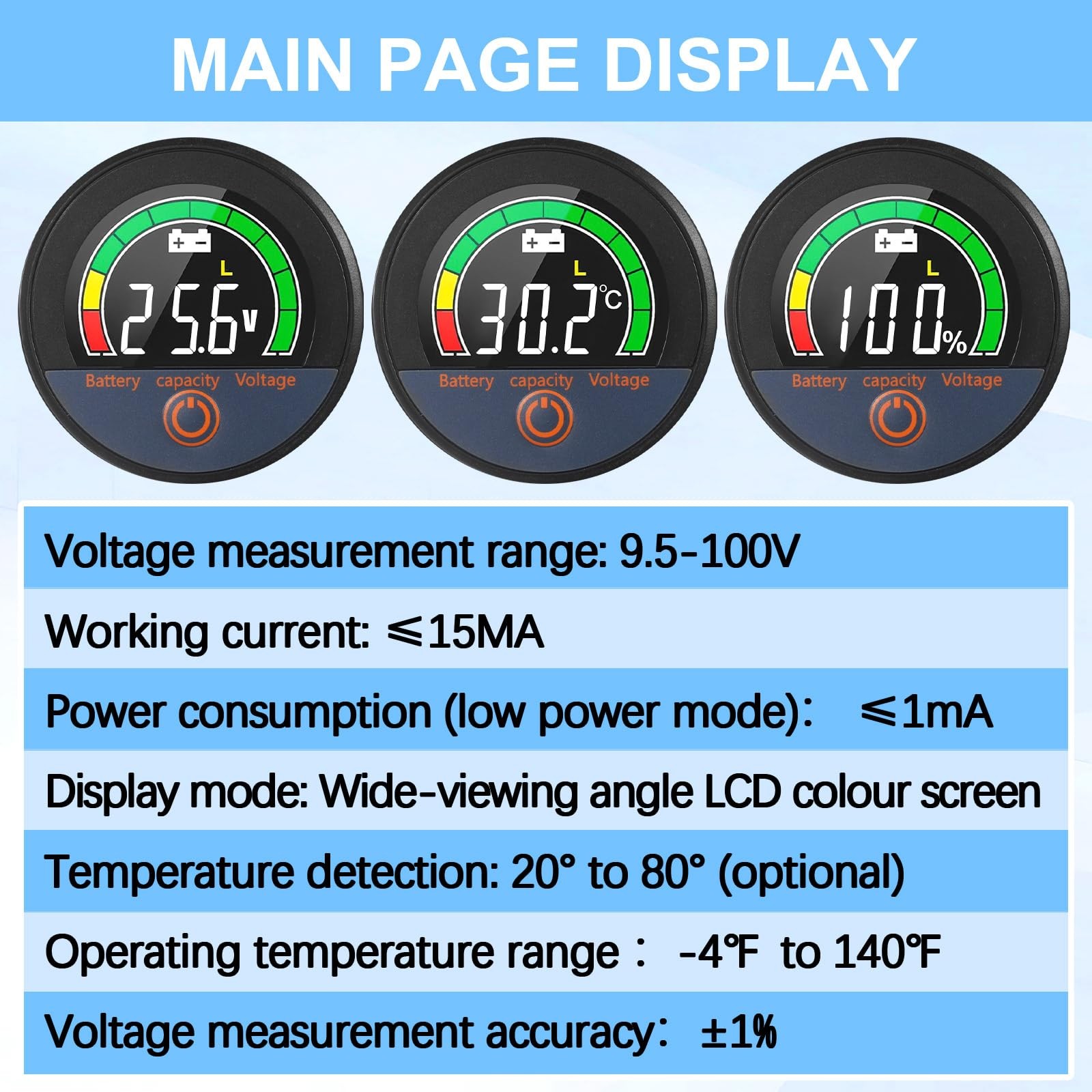 2 Set 12V 24V 48V 60V 84V Battery Monitor with Alarm LCD Digital Display Golf...