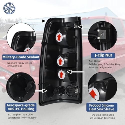 Tail Light Assembly Pair Without Bulbs for 1999-2007 Chevy Silverado & GMC Red