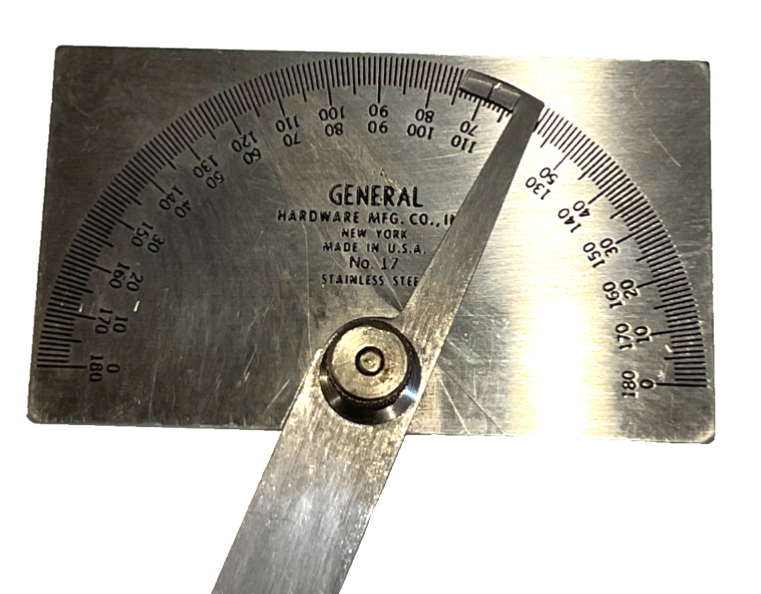 GENERAL TOOLS 180° STAINLESS STEEL SQUARE HEAD PROTRACTOR, No. 17, USA