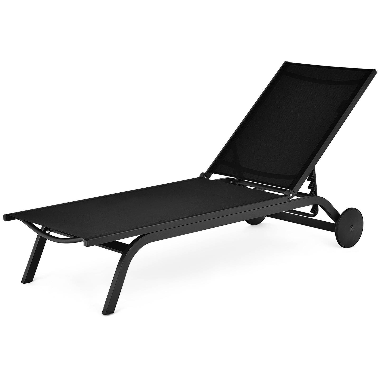 Patio Chaise Lounge Sling Armless back Adjustable Outdoor Black