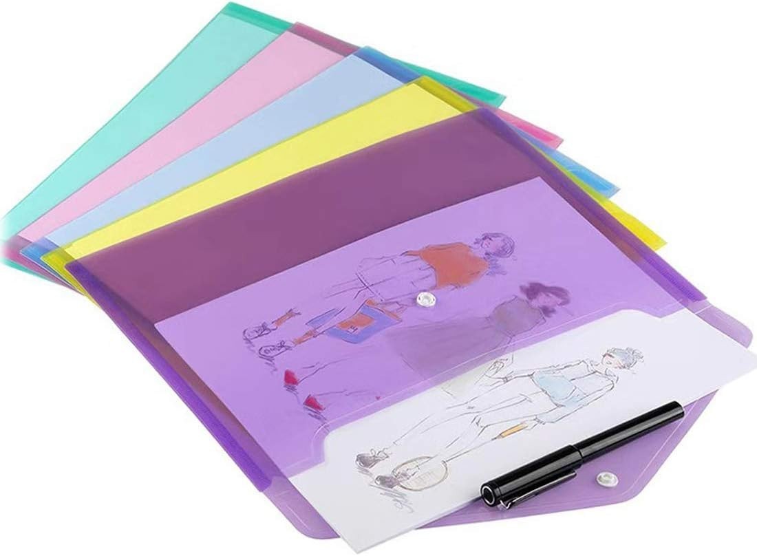 Poly Envelope 12 Pcs Document Envelopes with Snap Button Quality Clear Document