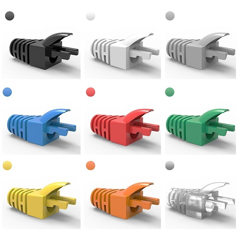 50 Pack RJ45 Ethernet Cable Boots Cat5e Modular Plug Protector Covers