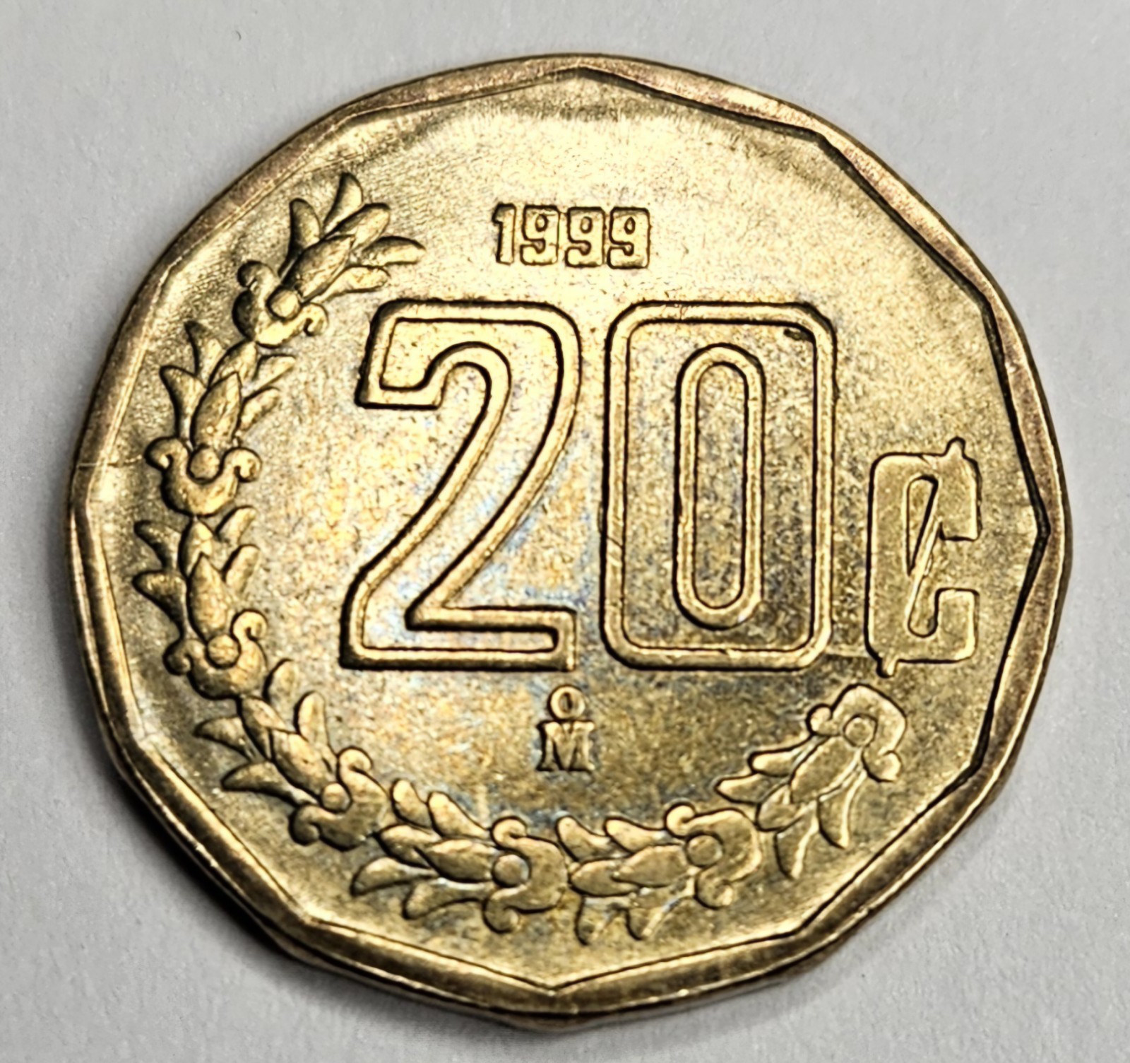 1999 Mexico 20 Centavos - Circulated Mexican Aluminum Bronze World Coin