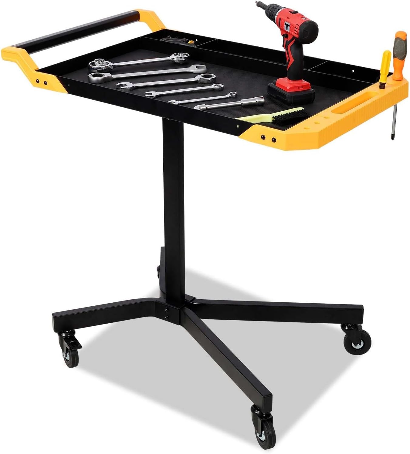 Adjustale Height Mobile Work Table,Rolling Tool Tray Table,Garage, Repair Shop