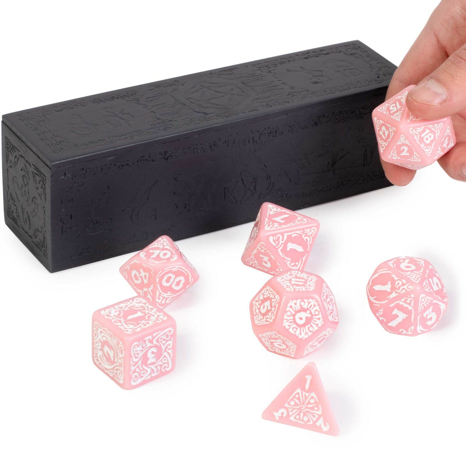 Titan Dice Calliope: Cherry Blossom with White Polyhedral Set with Box RPG
