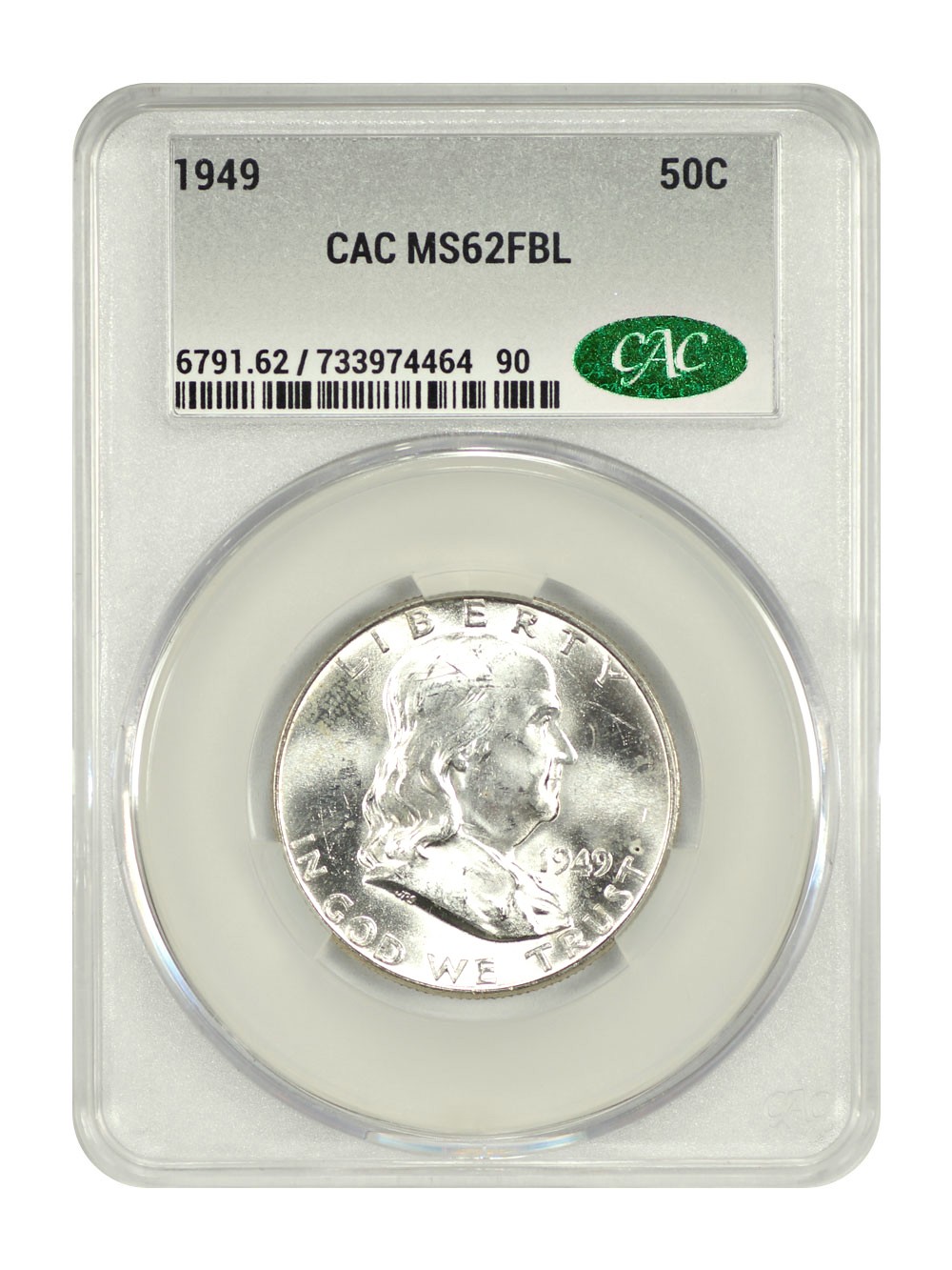 1949 50C CACG MS62FBL - Franklin Half Dollar