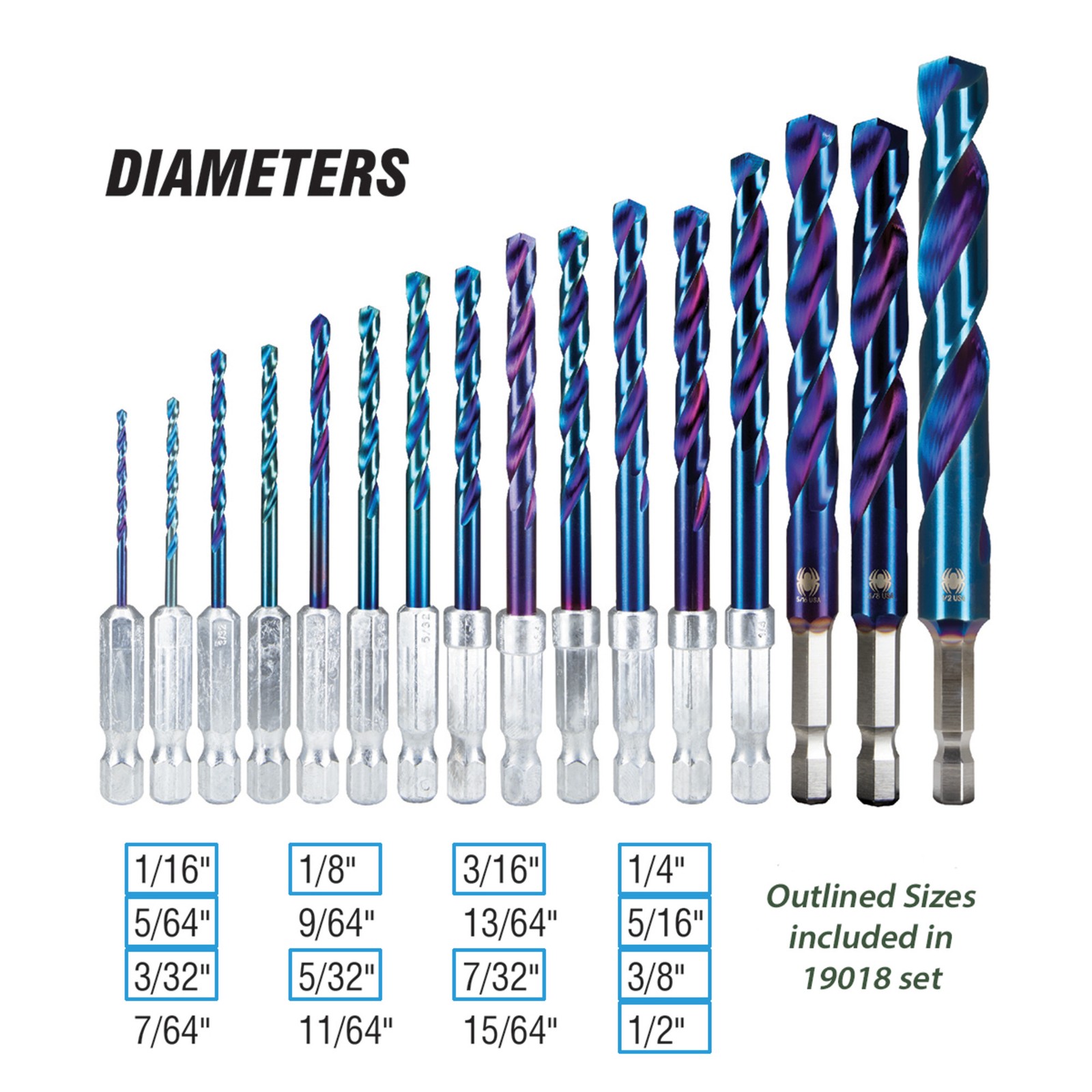 Spyder 11-Piece Assorted HSS Twist Drill Bit Set, 19018CA