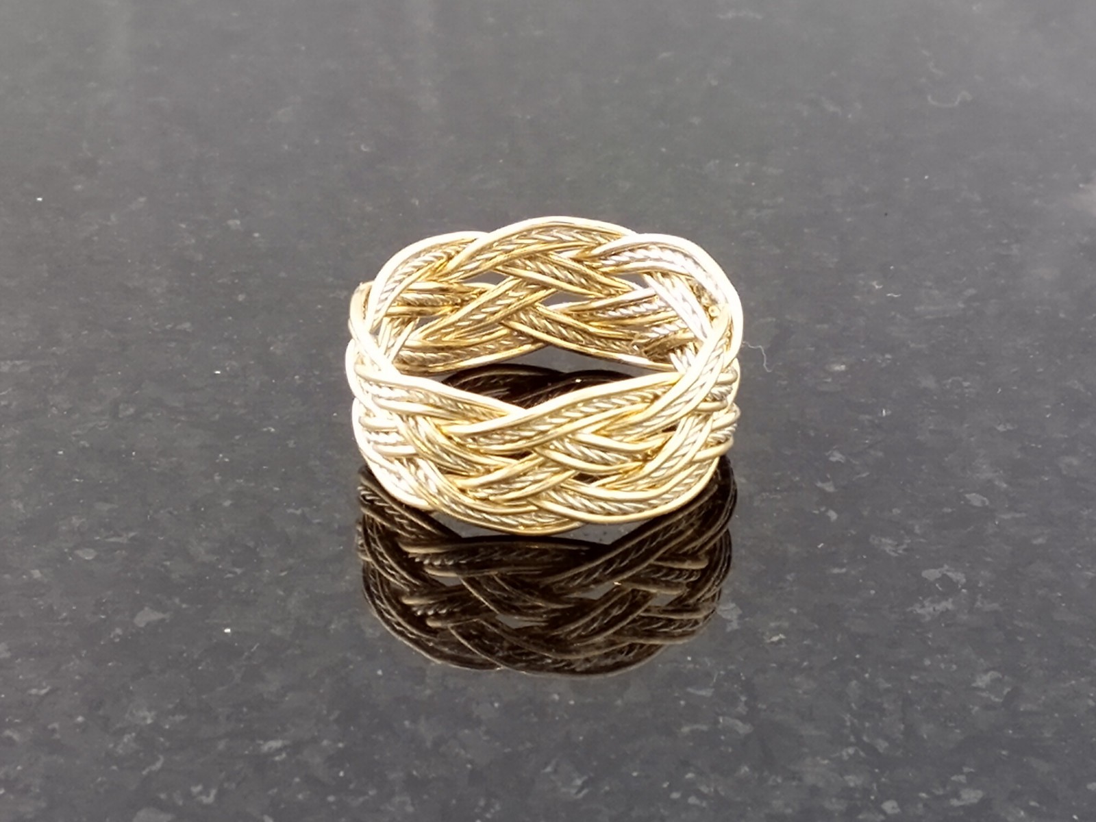 Size 6 Brass / Silver-plated Twist Wire Turks Head Knot Ring Hand Tied made