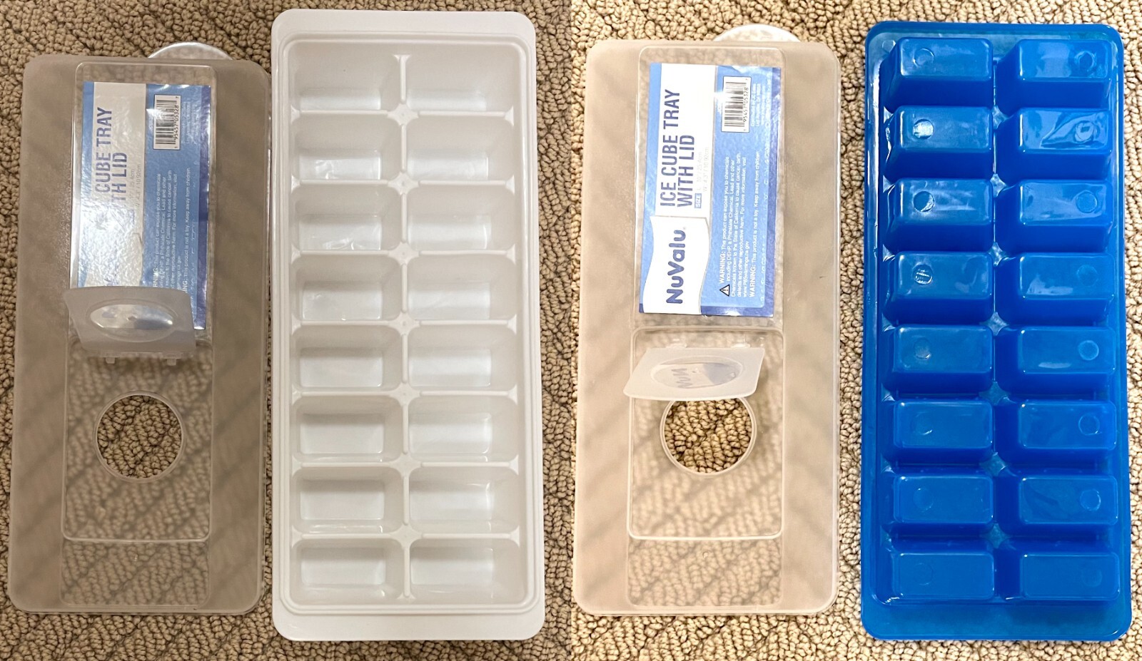 2X 16 Ice Cube Tray with Lid/Cover, BPA Free, Top rack dishwasher safe 2 Colors
