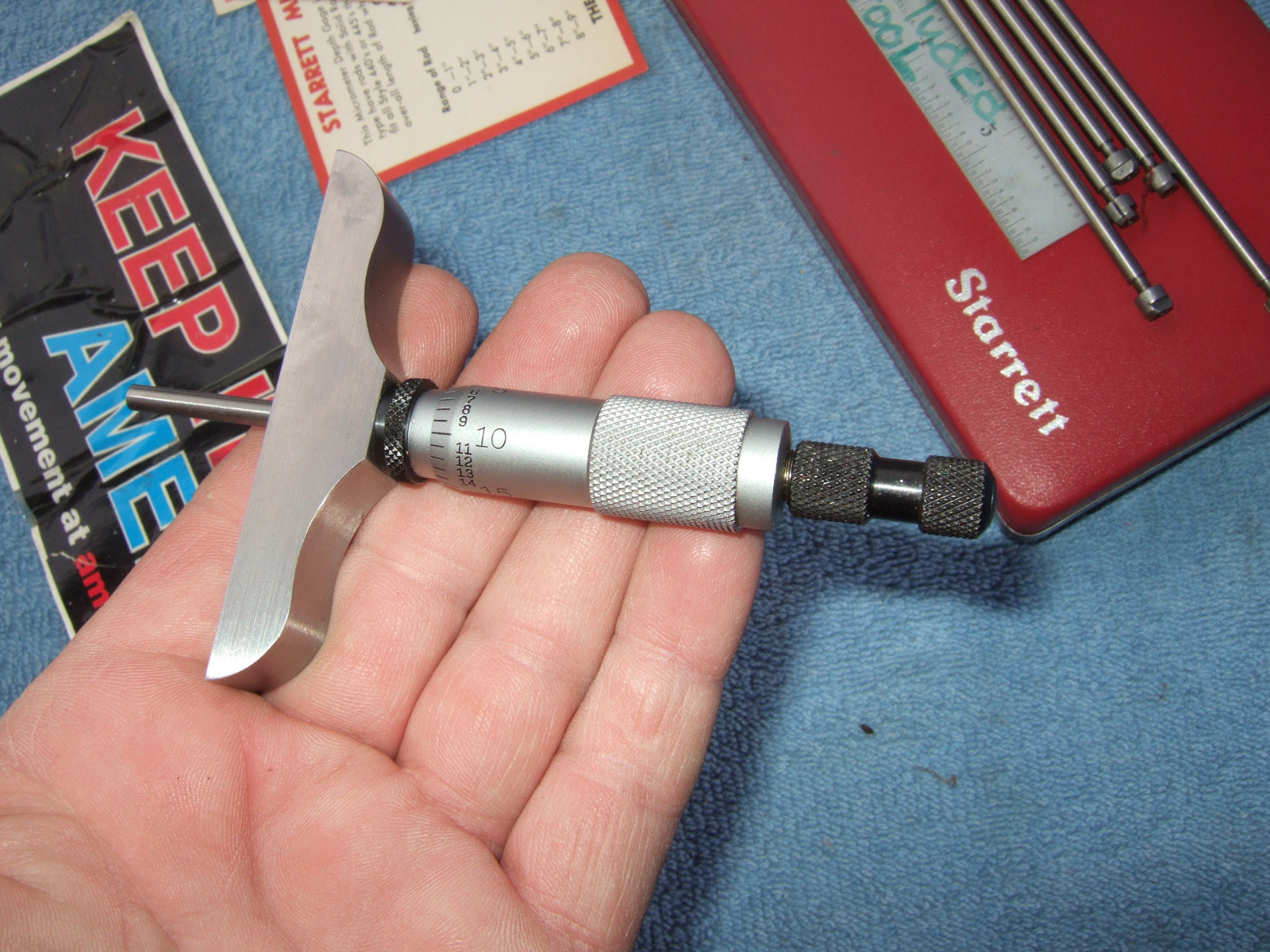 STARRETT 445AZ-6RL 3" BASE DEPTH MICROMETER VINTAGE TOOLMAKER GRIND INSPECTION