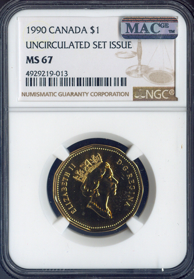 1990 Canada Loon Dollar $1 NGC MS67 UNC SET MAC - Quality