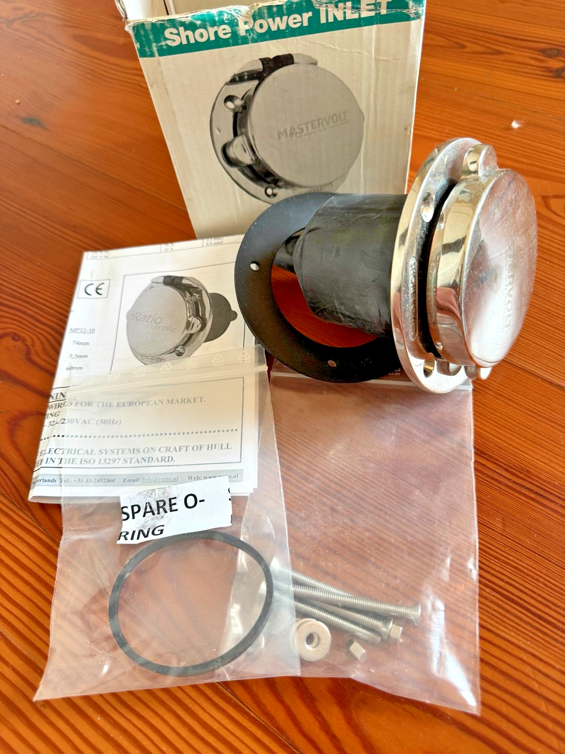 Mastervolt 121320000 Shore Power Inlet 32A 250V Stainless Steel New Open Box NOS