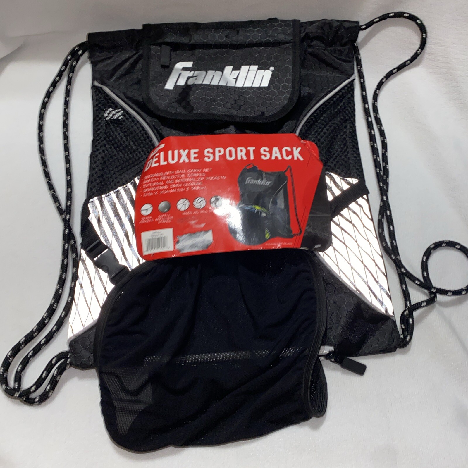 Franklin Deluxe Sport Sack, Black & Gray - Soccer, Basketball, Volleyball Carry