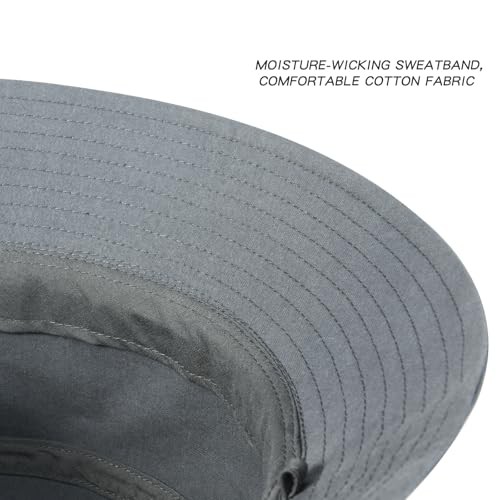 BOTVELA Men Cotton Bucket Hats Foldable Outdoor Sun Hat Unisex 7 1/8-7 1/4 Grey
