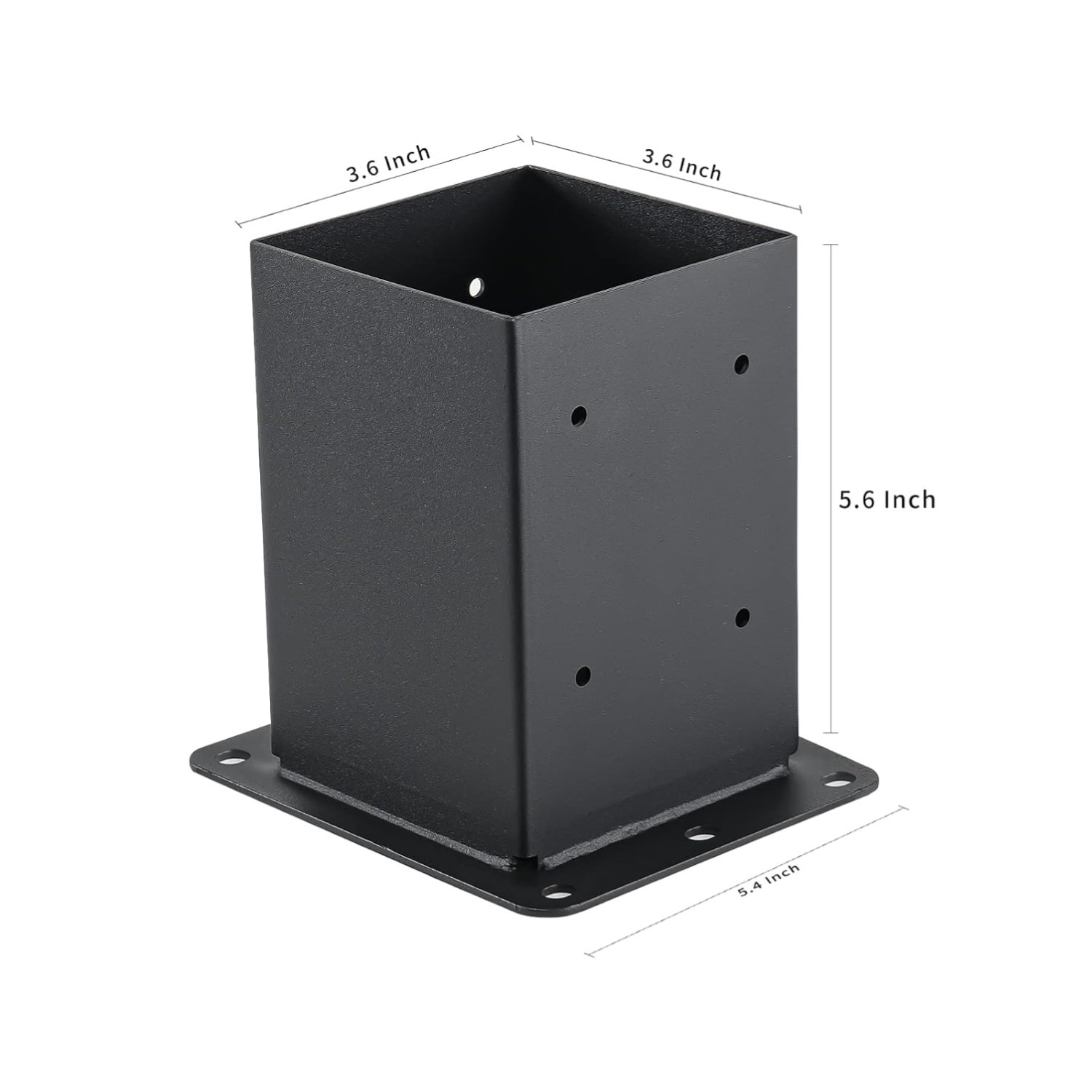 4x4 Post Base Anchors 4 Pcs, Solid Steel, Black Coated