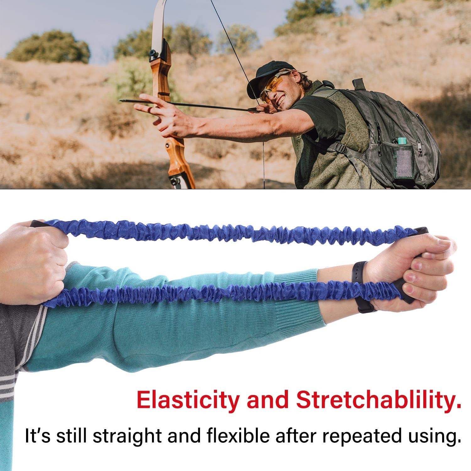 ARCHERY BOW TRAINER RUBBER STRETCH BANDS 25–45 LB DRAW STRENGTH TRAINING DEVICE