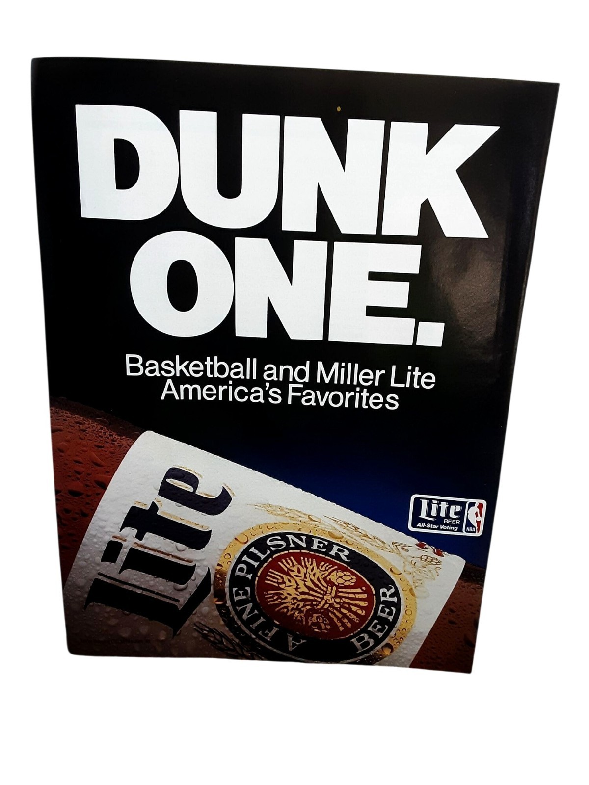 1989 Miller Lite Basketball DUNK ONE Beer Advertising Print Ad Vintage