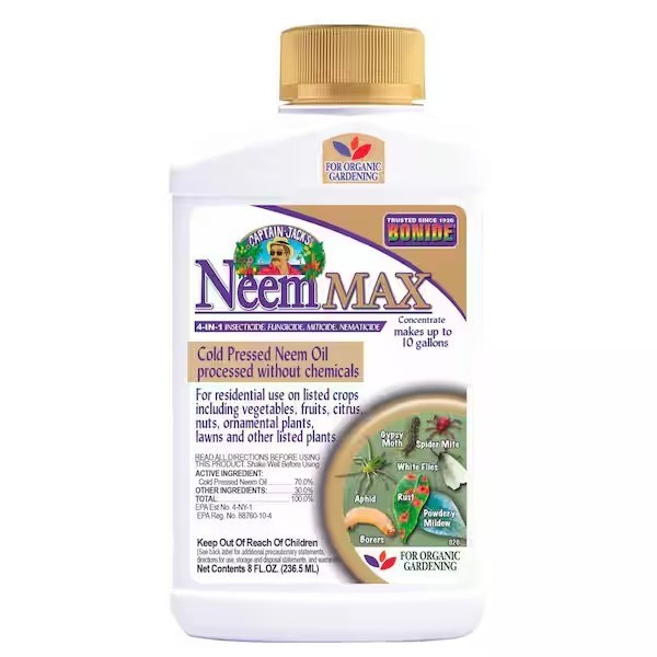 Bonide Captain Jack's Neem Max, 8 oz. 4-in-1 Concentrated Cold Pressed Neem Oil