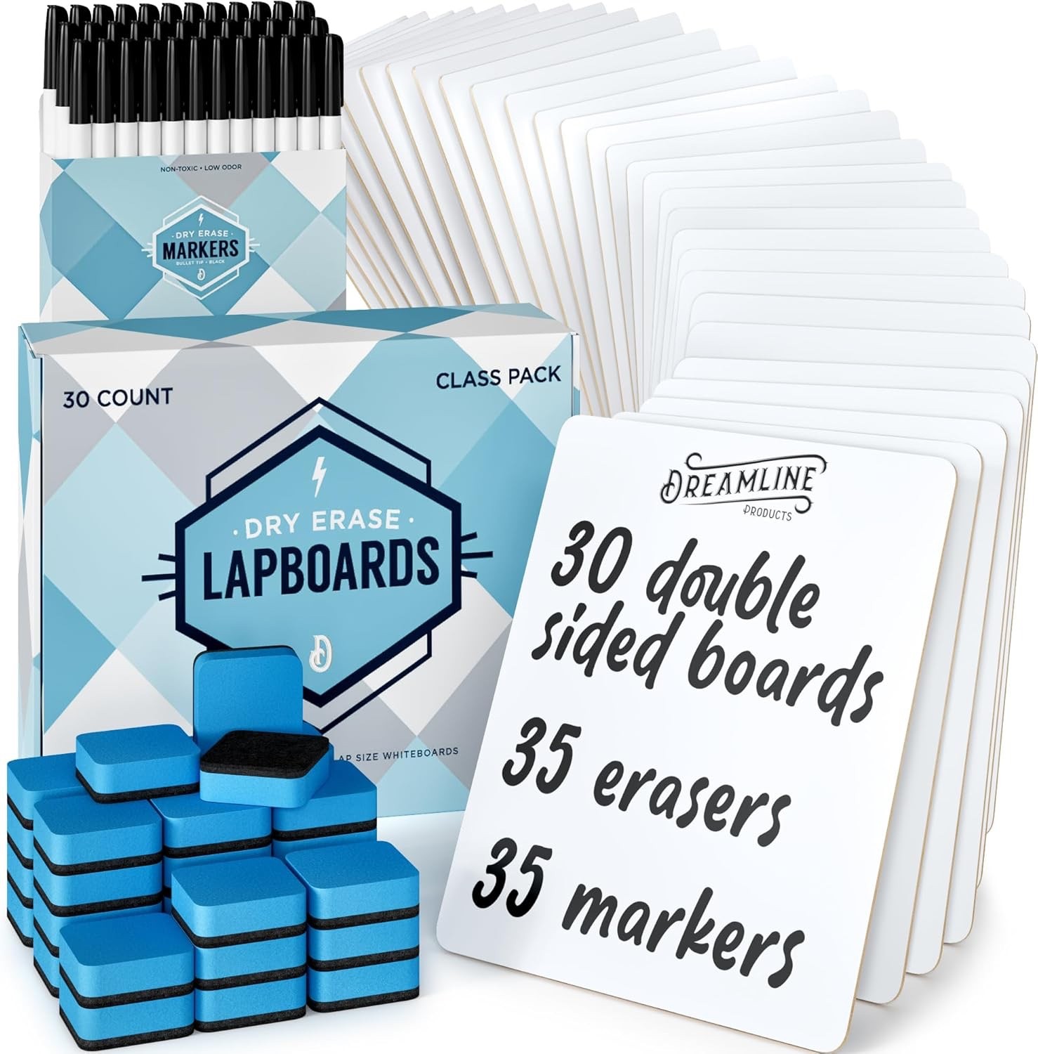 Dry Erase Lapboards Student Pack of 30 | 9 x 12 inch Double Sided White Board...