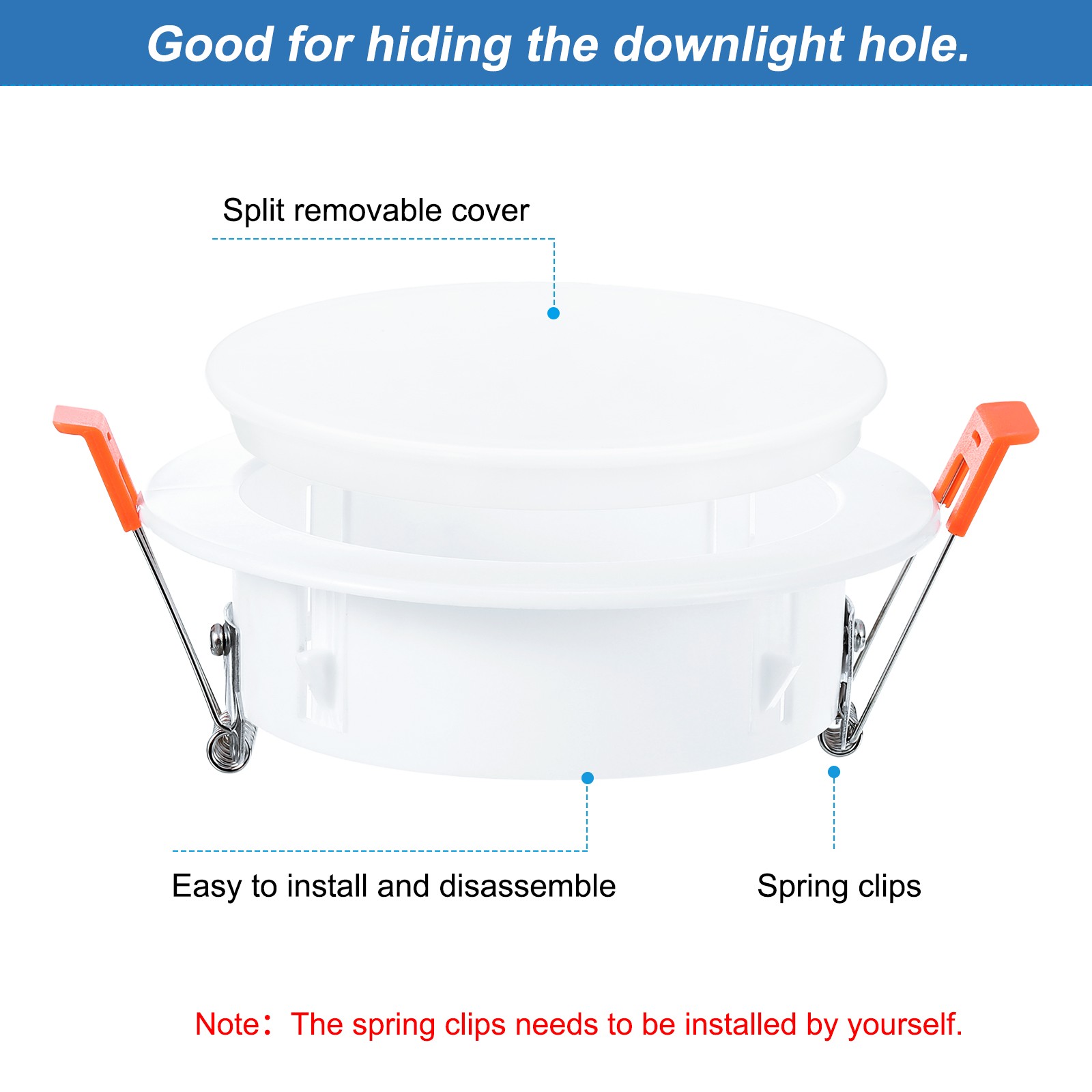 2Pack 6.5" Spring Ceiling Cover Plate Suitable for 4.9-6.1" Round Hole, White